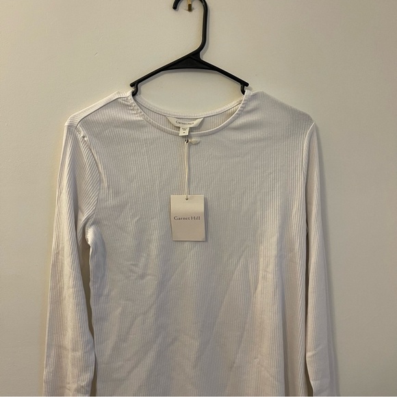 Garnet Hill M NWT Ribbed Long Sleeve Shirt Organic Cotton Modal Classic Staple - Picture 2 of 5
